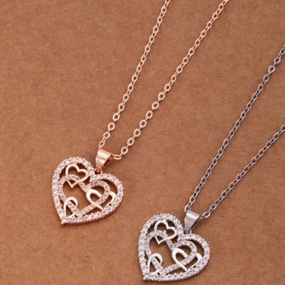 925 Silver Womens 1ct Diamond Heart Pendant Necklace Ladies New 16" 18" Jewelry - Picture 7 of 7